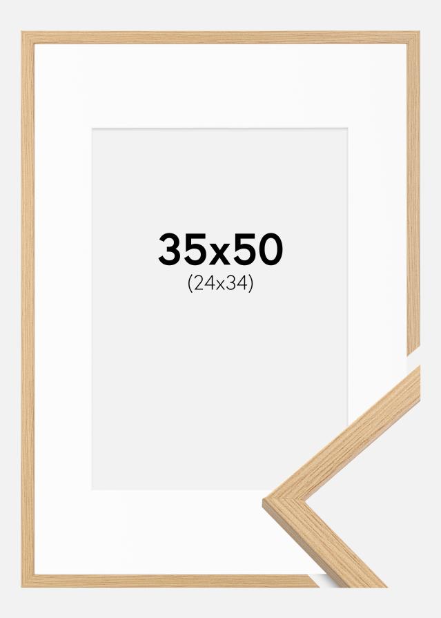 Ram med passepartou Rahmen Galant Eiche 35x50 cm - Passepartout Weiß 25x35 cm