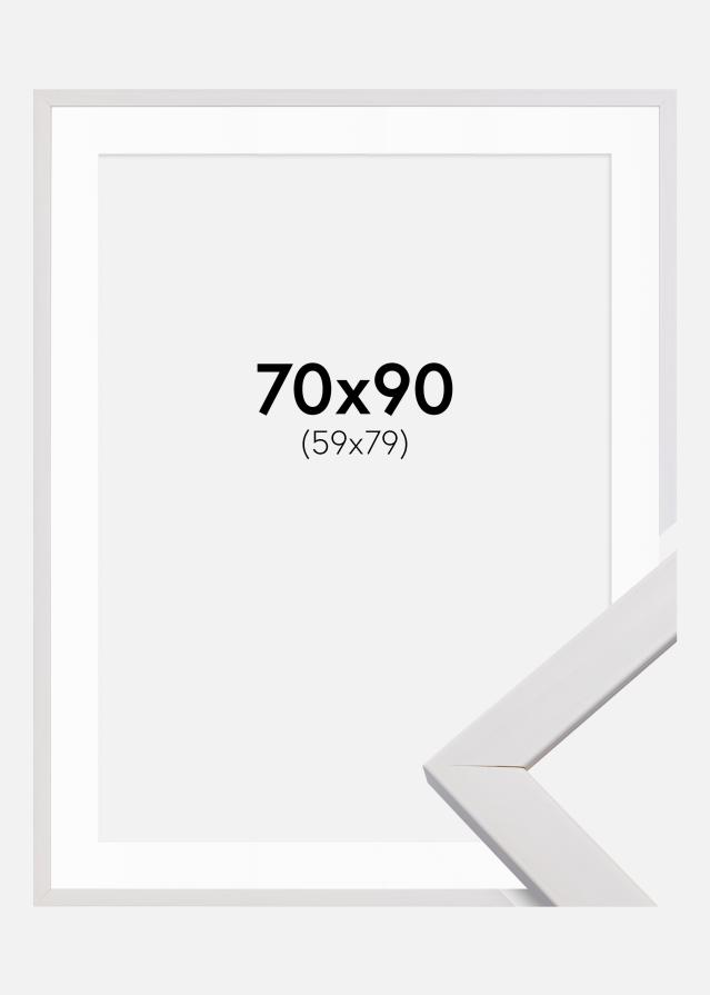 Ram med passepartou Rahmen Stilren Weiß 70x90 cm - Passepartout Weiß 60x80 cm