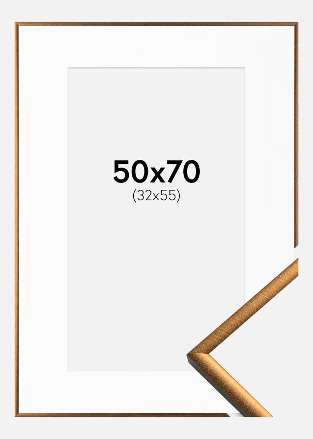 Ram med passepartou Rahmen New Lifestyle Bronze 50x70 cm - Passepartout Weiß 33x56 cm