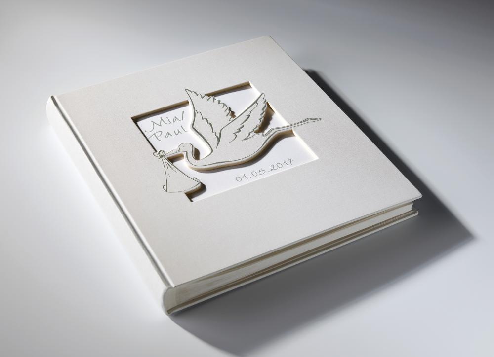 Walther Cicogna Babyalbum Weiß - 28x30,5 cm (50 weiße Seiten / 25 Blatt)