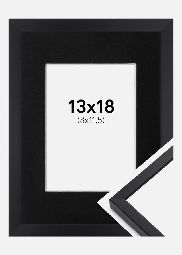 Ram med passepartou Rahmen E-Line Schwarz 13x18 cm - Passepartout Schwarz 9x12 cm