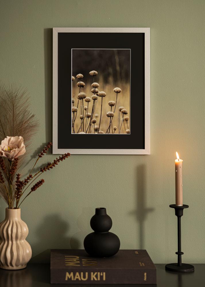 Ram med passepartou Rahmen Selection Silber 40x50 cm - Passepartout Schwarz 29,7x42 cm (A3)