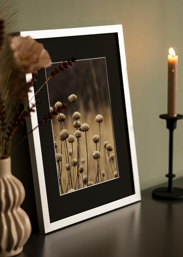 Ram med passepartou Rahmen Selection Silber 40x50 cm - Passepartout Schwarz 29,7x42 cm (A3)