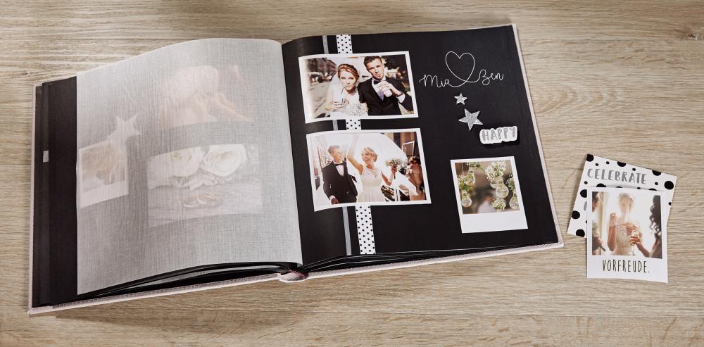 Walther Just for Love Hochzeitsalbum - 28x30,5 cm (50 schwarze Seiten / 25 Blatt)