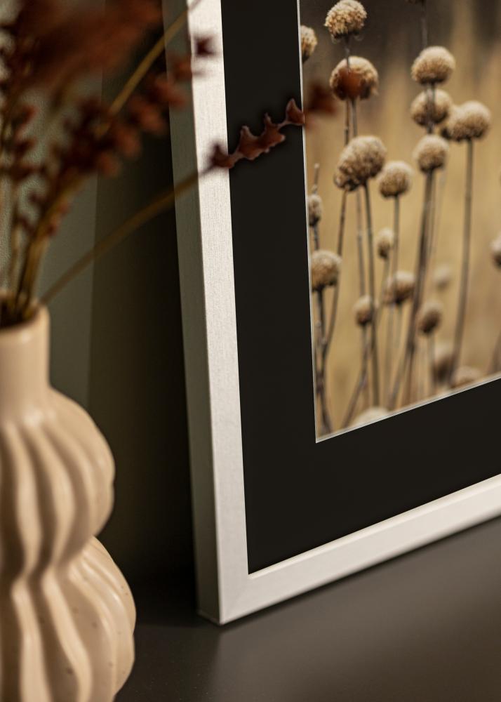 Ram med passepartou Rahmen Selection Silber 40x50 cm - Passepartout Schwarz 29,7x42 cm (A3)