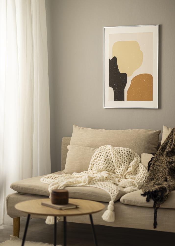 Ram med passepartou Rahmen Poster Frame Aluminum Silber 70x100 cm - Passepartout Weiß 60x90 cm