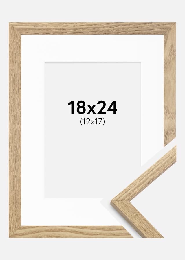 Ram med passepartou Rahmen Trendy Eiche 18x24 cm - Passepartout Weiß 13x18 cm
