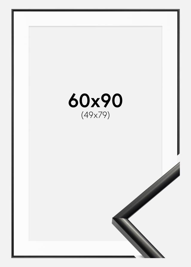 Ram med passepartou Rahmen New Lifestyle Schwarz 60x90 cm - Passepartout Weiß 50x80 cm