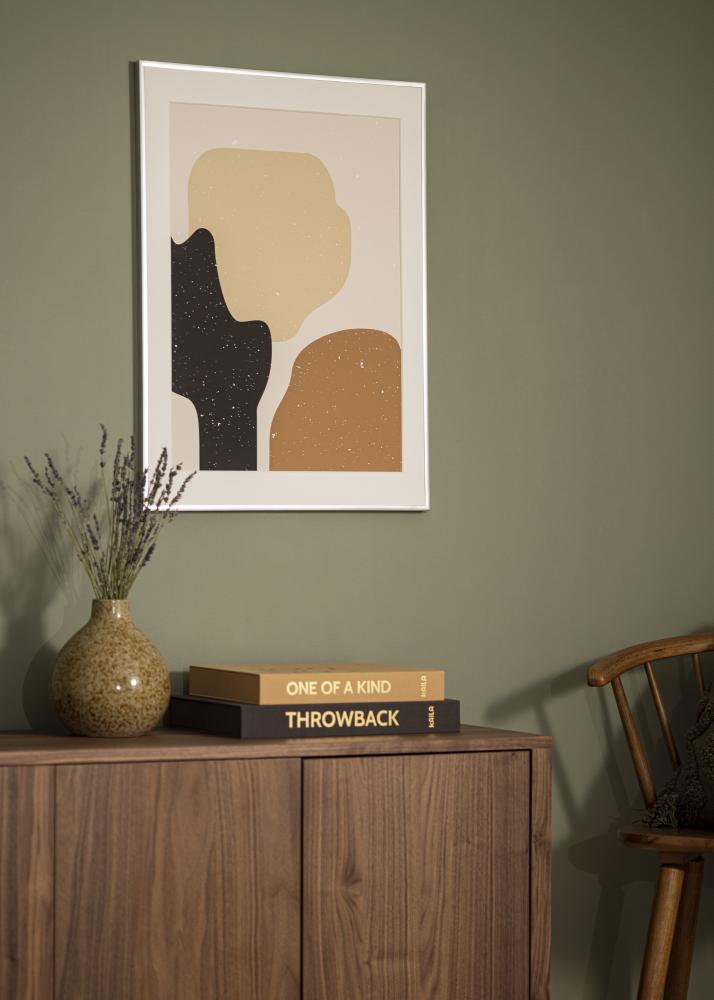 Ram med passepartou Rahmen Poster Frame Aluminum Silber 70x100 cm - Passepartout Weiß 60x90 cm