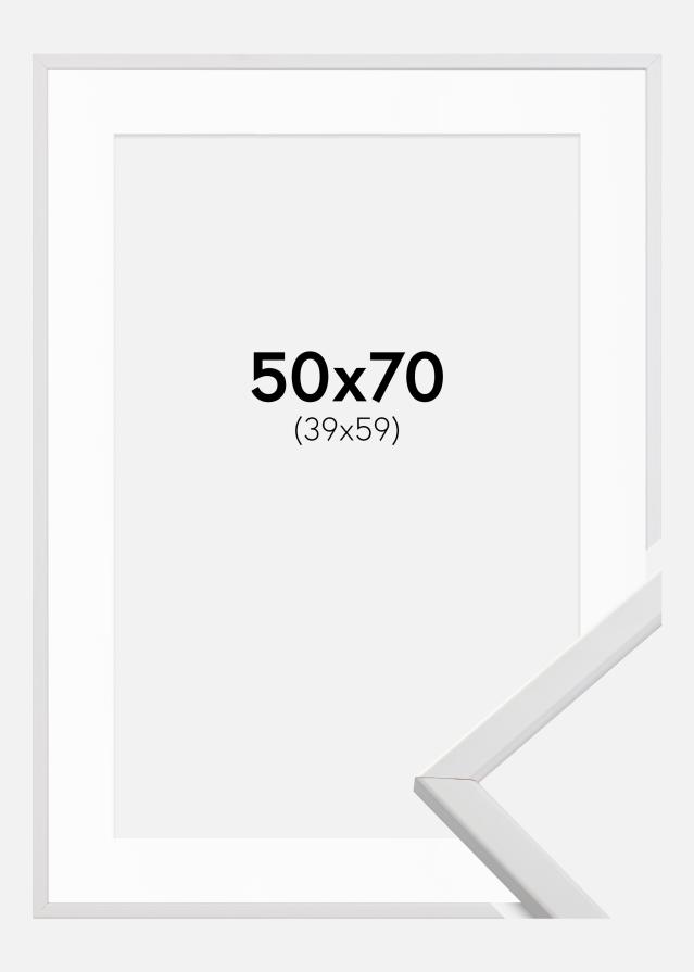 Ram med passepartou Rahmen Galant Weiß 50x70 cm - Passepartout Weiß 40x60 cm