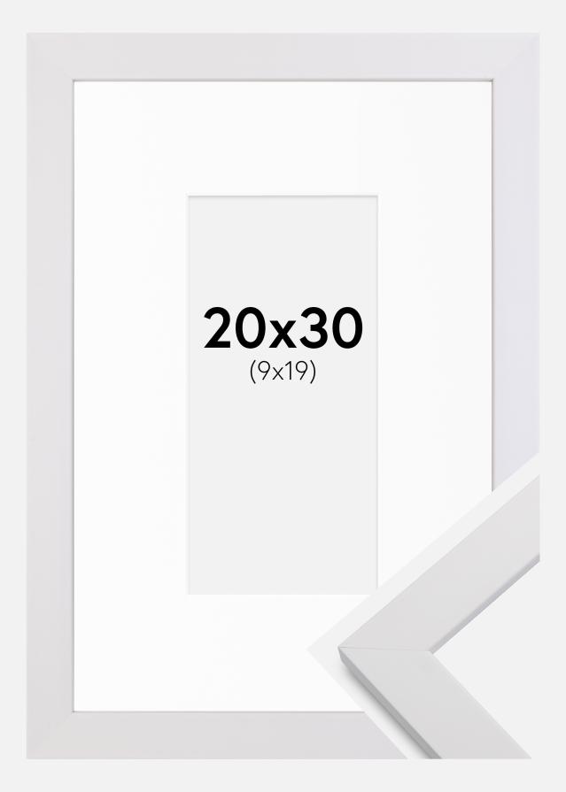 Ram med passepartou Rahmen White Wood 20x30 cm - Passepartout Weiß 10x20 cm