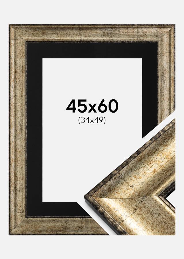 Ram med passepartou Rahmen Saltsjöbaden Antik-Gold 45x60 cm - Passepartout Schwarz 35x50 cm