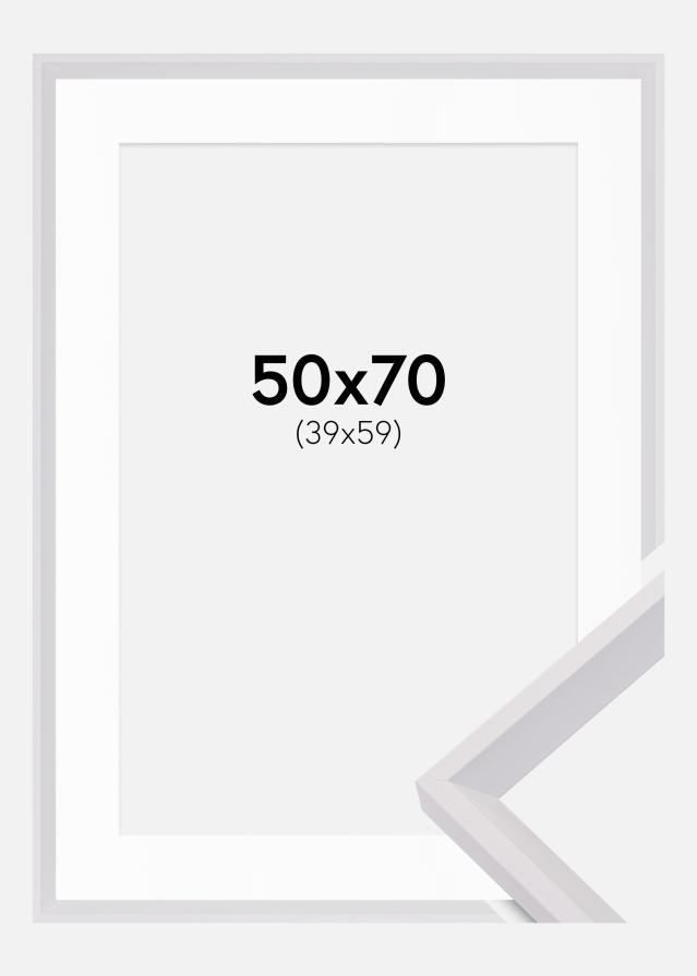 Ram med passepartou Rahmen Globe Weiß 50x70 cm - Passepartout Weiß 40x60 cm