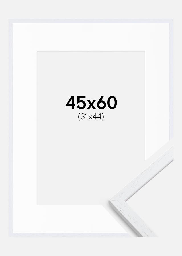Ram med passepartou Rahmen Edsbyn Warm White 45x60 cm - Passepartout Weiß 32x45 cm