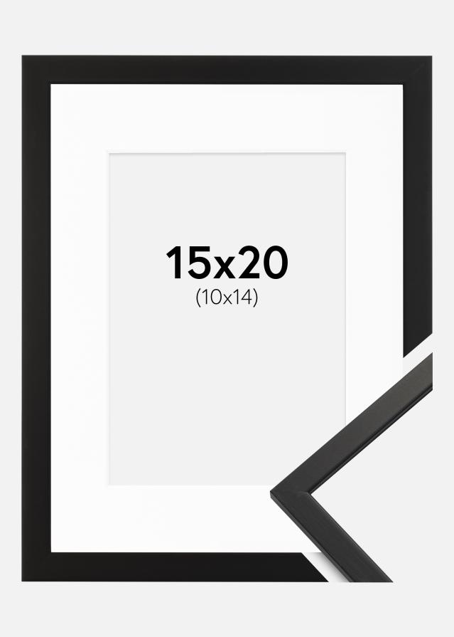Ram med passepartou Rahmen Edsbyn Schwarz 15x20 cm - Passepartout Weiß 11x15 cm