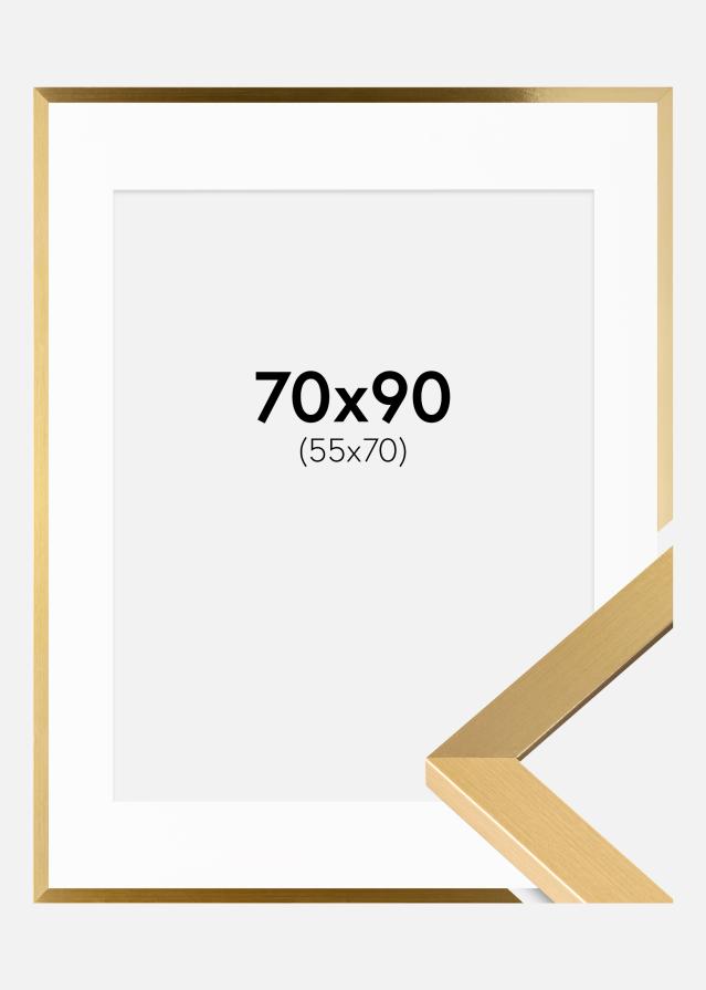Ram med passepartou Rahmen Selection Gold 70x90 cm - Passepartout Weiß 56x71 cm