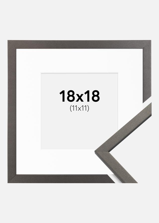 Ram med passepartou Rahmen Edsbyn Graphitgrau 18x18 cm - Passepartout Weiß 12x12 cm