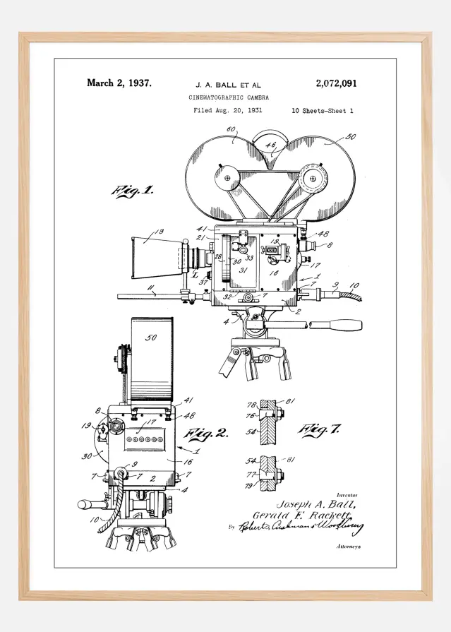 Bildverkstad Patent Print - Cinematic Camera - White Poster