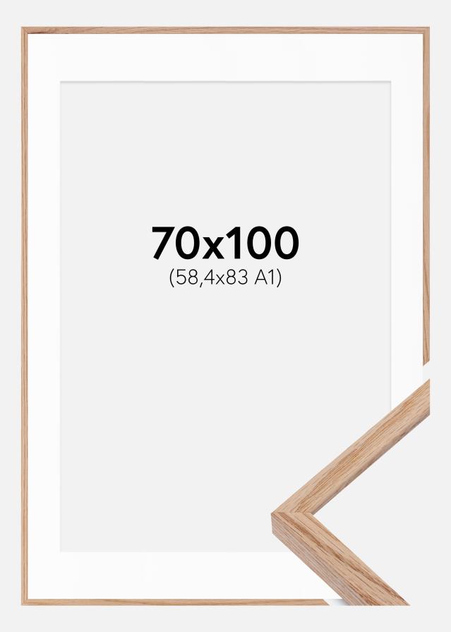 Ram med passepartou Rahmen E-Line Eiche 70x100 cm - Passepartout Weiß 59,4x84 cm