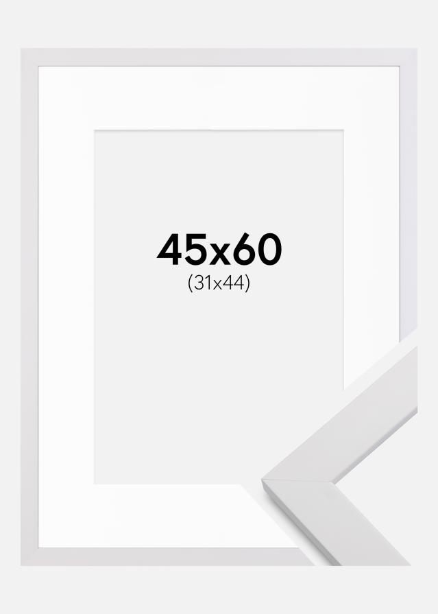 Ram med passepartou Rahmen White Wood 45x60 cm - Passepartout Weiß 32x45 cm
