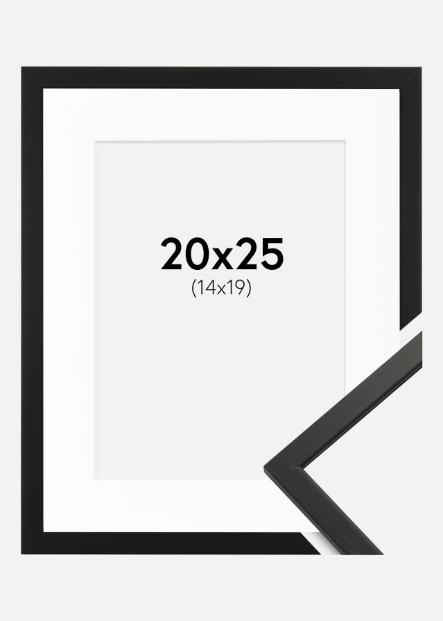 Ram med passepartou Rahmen Edsbyn Schwarz 20x25 cm - Passepartout Weiß 15x20 cm