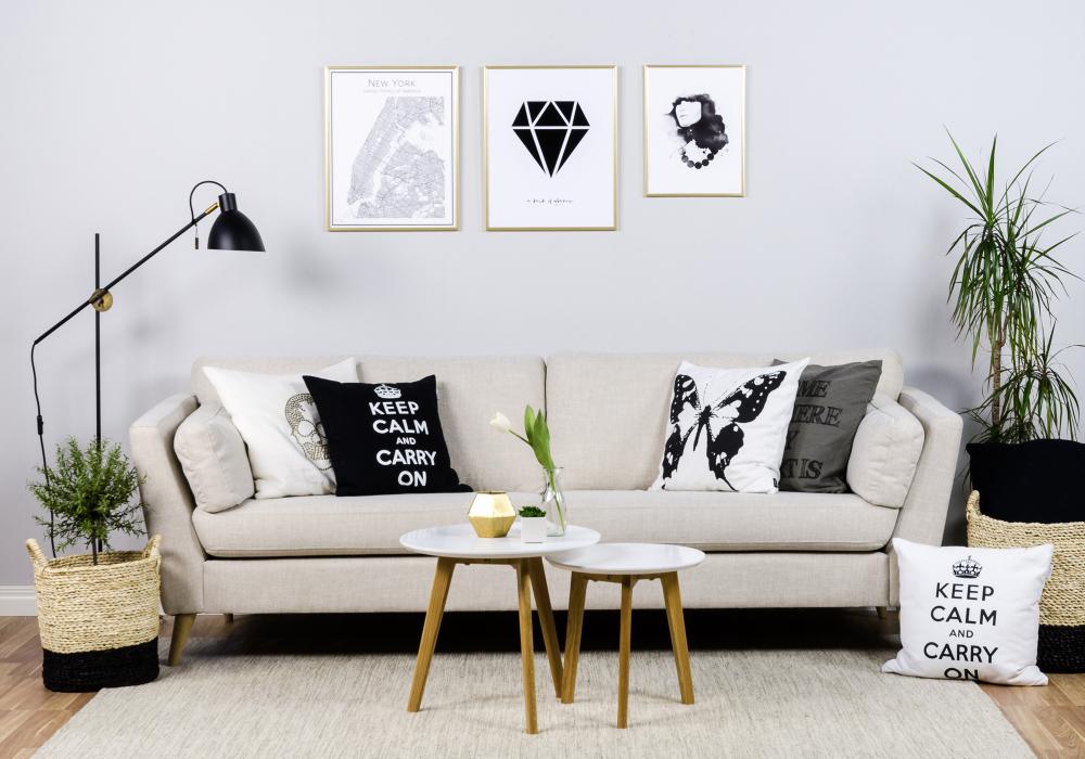 Bildverkstad Diamant - Weiß mit schwarzem Druck Poster