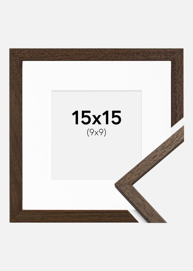 Ram med passepartou Rahmen Edsbyn Walnuss 15x15 cm - Passepartout Weiß 10x10 cm