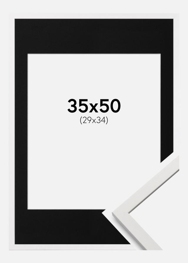 Ram med passepartou Rahmen Edsbyn Weiß 35x50 cm - Passepartout Schwarz 30x35 cm