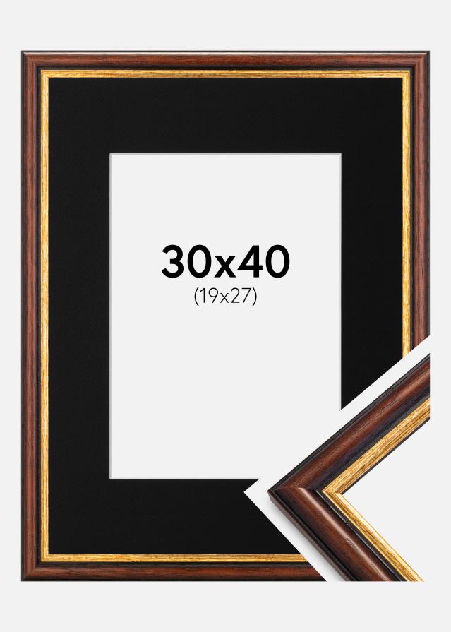 Ram med passepartou Rahmen Siljan Braun 30x40 cm - Passepartout Schwarz 20x28 cm