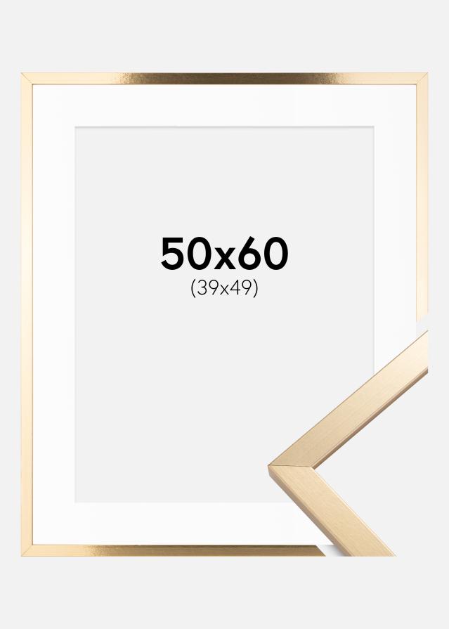 Ram med passepartou Rahmen Trendy Gold 50x60 cm - Passepartout Weiß 40x50 cm