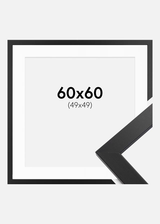 Ram med passepartou Rahmen Black Wood 60x60 cm - Passepartout Weiß 50x50 cm