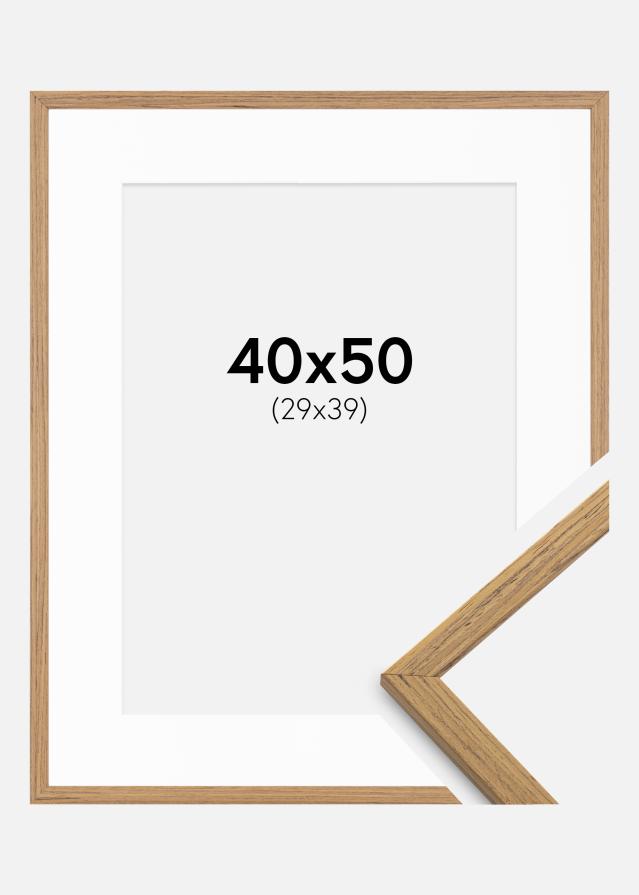 Ram med passepartou Rahmen Edsbyn Teak 40x50 cm - Passepartout Weiß 30x40 cm