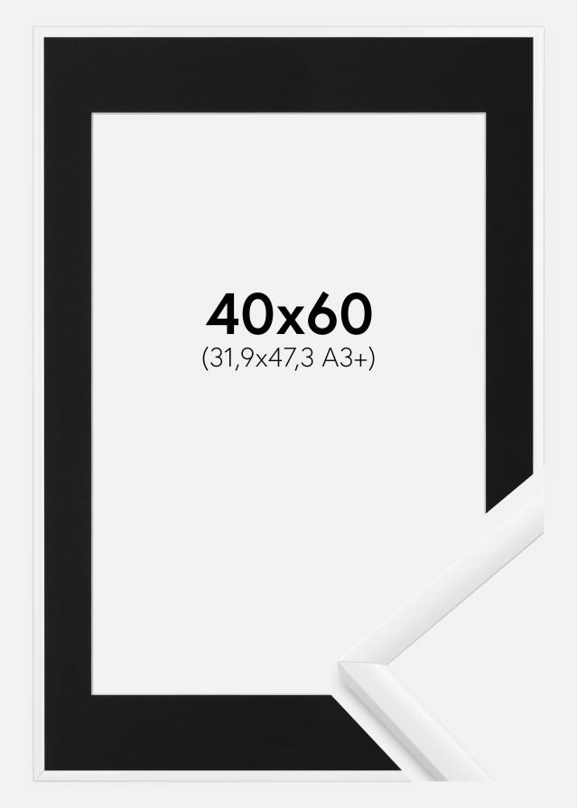 Ram med passepartou Rahmen New Lifestyle Weiß 40x60 cm - Passepartout Schwarz 32,9x48,3 cm (A3+)