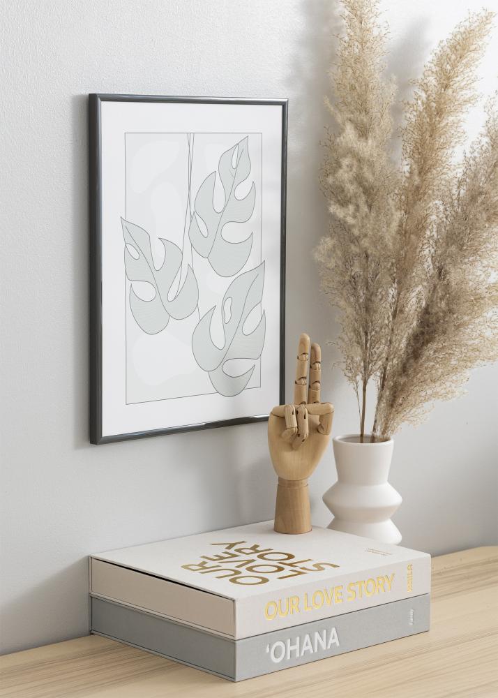 Ram med passepartou Rahmen New Lifestyle Dunkelgrau 30x40 cm - Passepartout Schwarz 18x27 cm