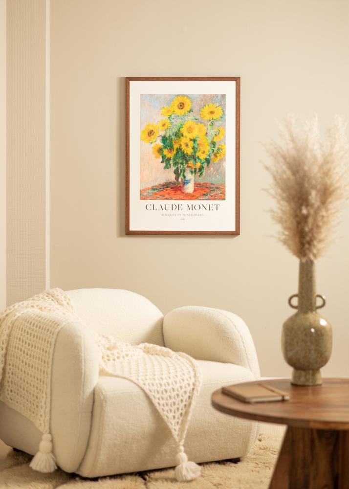 Ram med passepartou Rahmen Hermes Teak 60x90 cm - Passepartout Weiß 50x75 cm