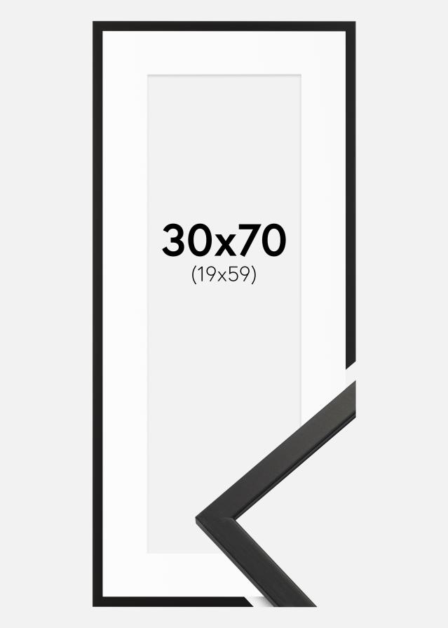 Ram med passepartou Rahmen Edsbyn Schwarz 30x70 cm - Passepartout Weiß 20x60 cm