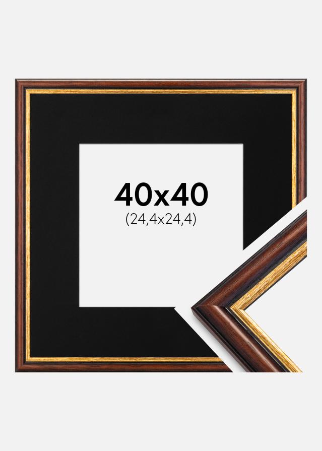 Ram med passepartou Rahmen Siljan Braun 40x40 cm - Passepartout Schwarz 10x10 inches