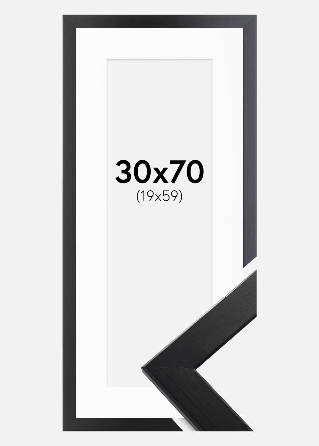 Ram med passepartou Rahmen Trendline Schwarz 30x70 cm - Passepartout Weiß 20x60 cm
