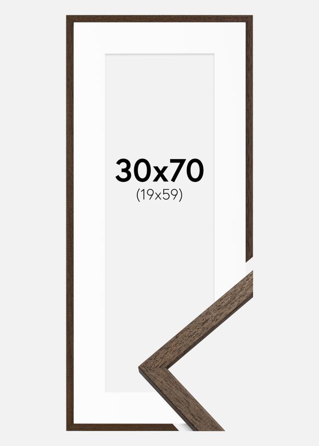 Ram med passepartou Rahmen Edsbyn Walnuss 30x70 cm - Passepartout Weiß 20x60 cm