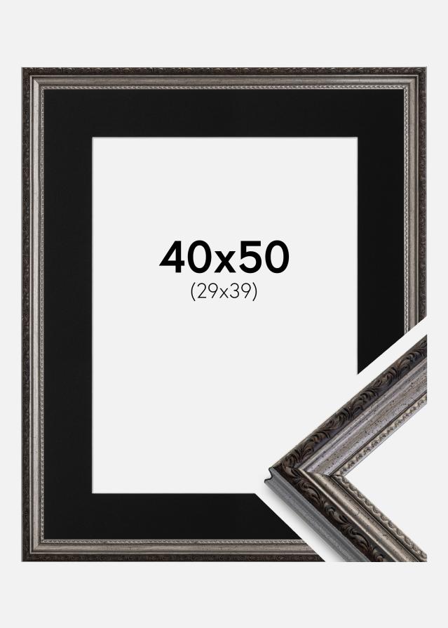 Ram med passepartou Rahmen Abisko Silber 40x50 cm - Passepartout Schwarz 30x40 cm