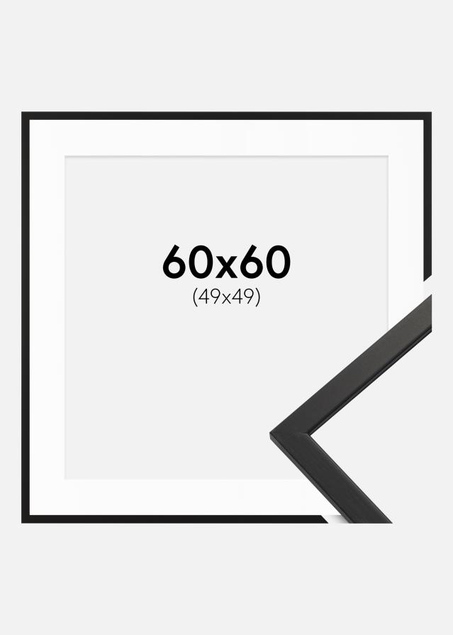 Ram med passepartou Rahmen Edsbyn Schwarz 60x60 cm - Passepartout Weiß 50x50 cm