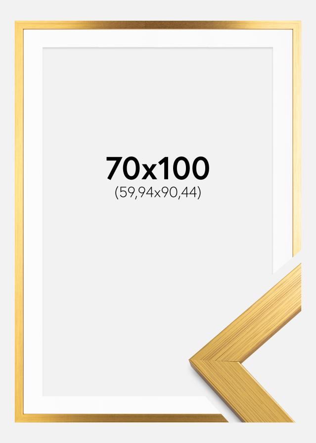 Ram med passepartou Rahmen Gold Wood 70x100 cm - Passepartout Weiß 24x36 inches