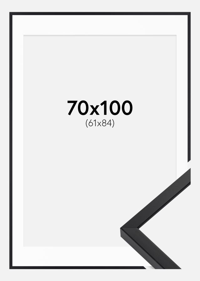 Ram med passepartou Rahmen E-Line Schwarz 70x100 cm - Passepartout Weiß 62x85 cm