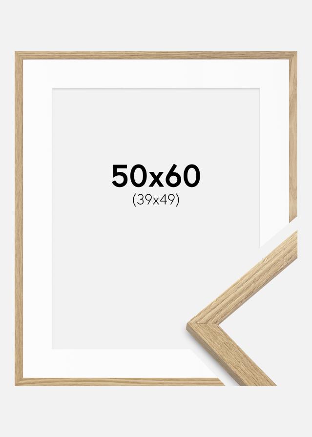 Ram med passepartou Rahmen Trendy Eiche 50x60 cm - Passepartout Weiß 40x50 cm