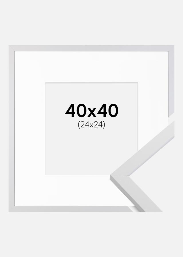Ram med passepartou Rahmen Trendy Weiß 40x40 cm - Passepartout Weiß 25x25 cm