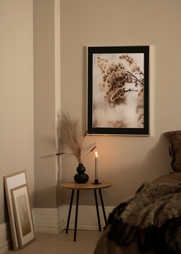 Ram med passepartou Rahmen Aluminium Silber glänzend 70x100 cm - Passepartout Schwarz 62x85 cm