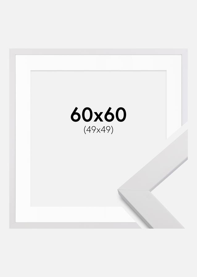 Ram med passepartou Rahmen White Wood 60x60 cm - Passepartout Weiß 50x50 cm