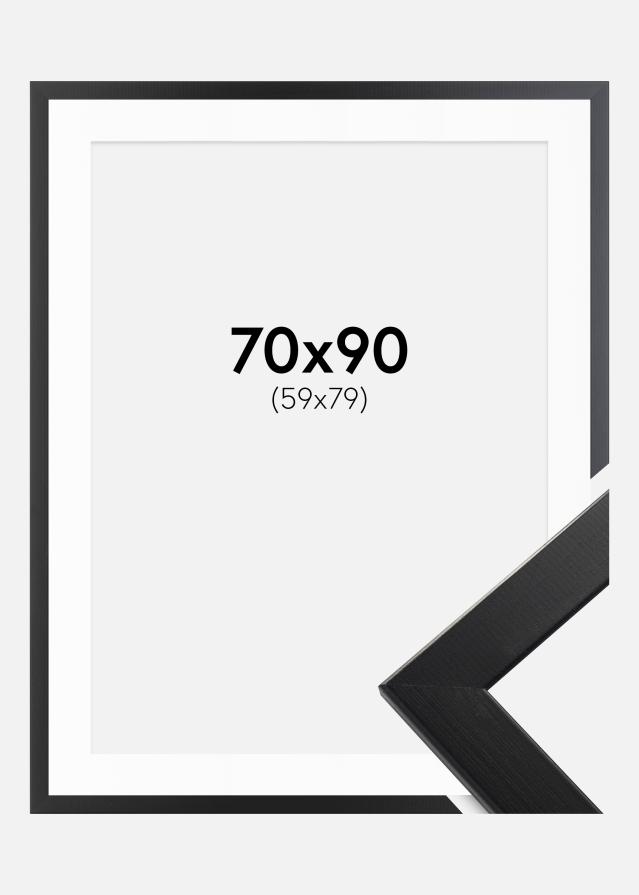 Ram med passepartou Rahmen Trendline Schwarz 70x90 cm - Passepartout Weiß 60x80 cm