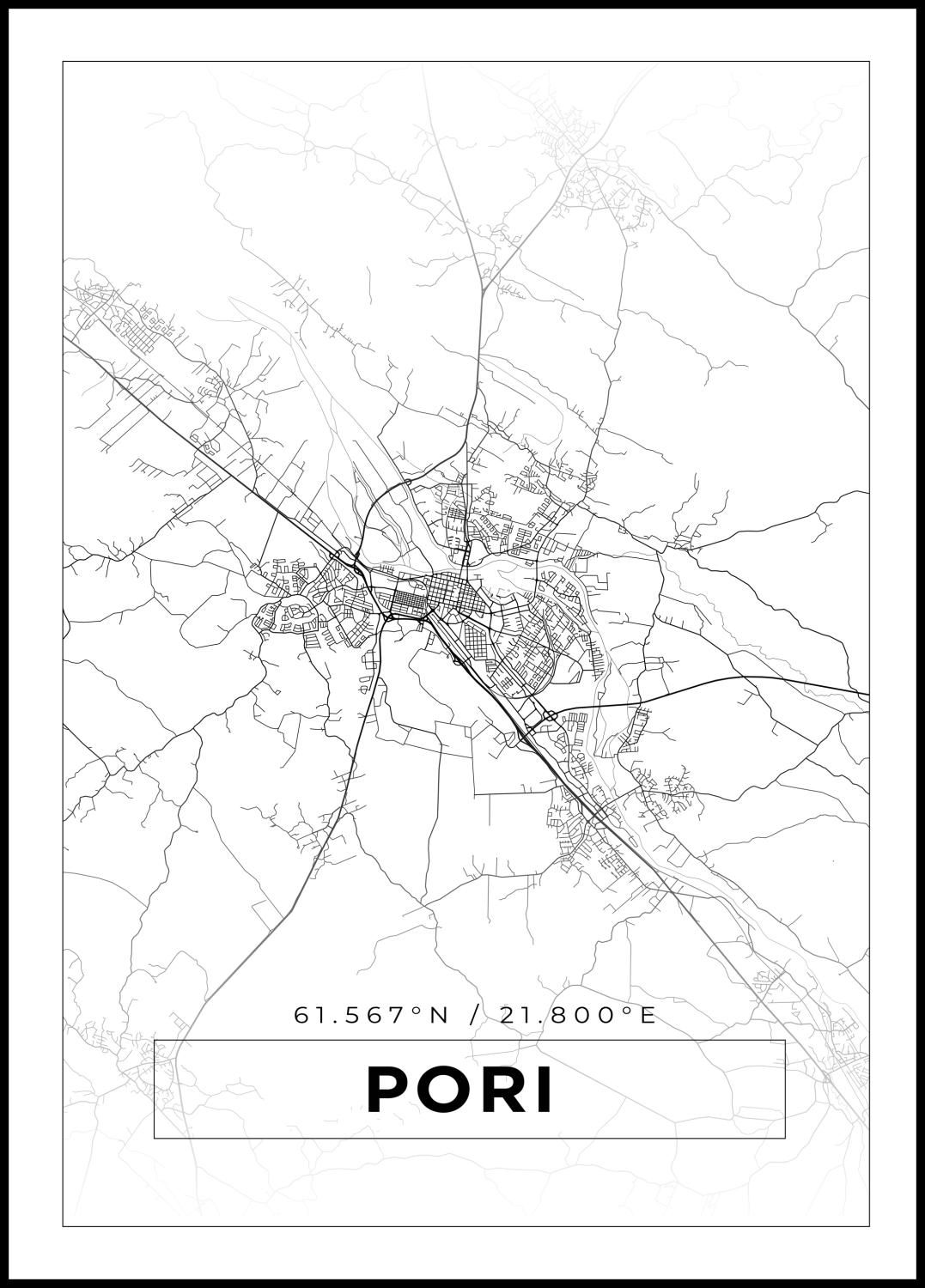Product Image for Map - Pori - White (30x40 cm)