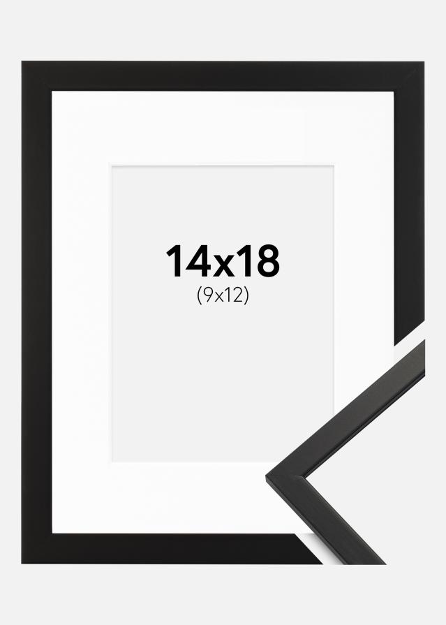 Ram med passepartou Rahmen Edsbyn Schwarz 14x18 cm - Passepartout Weiß 10x13 cm